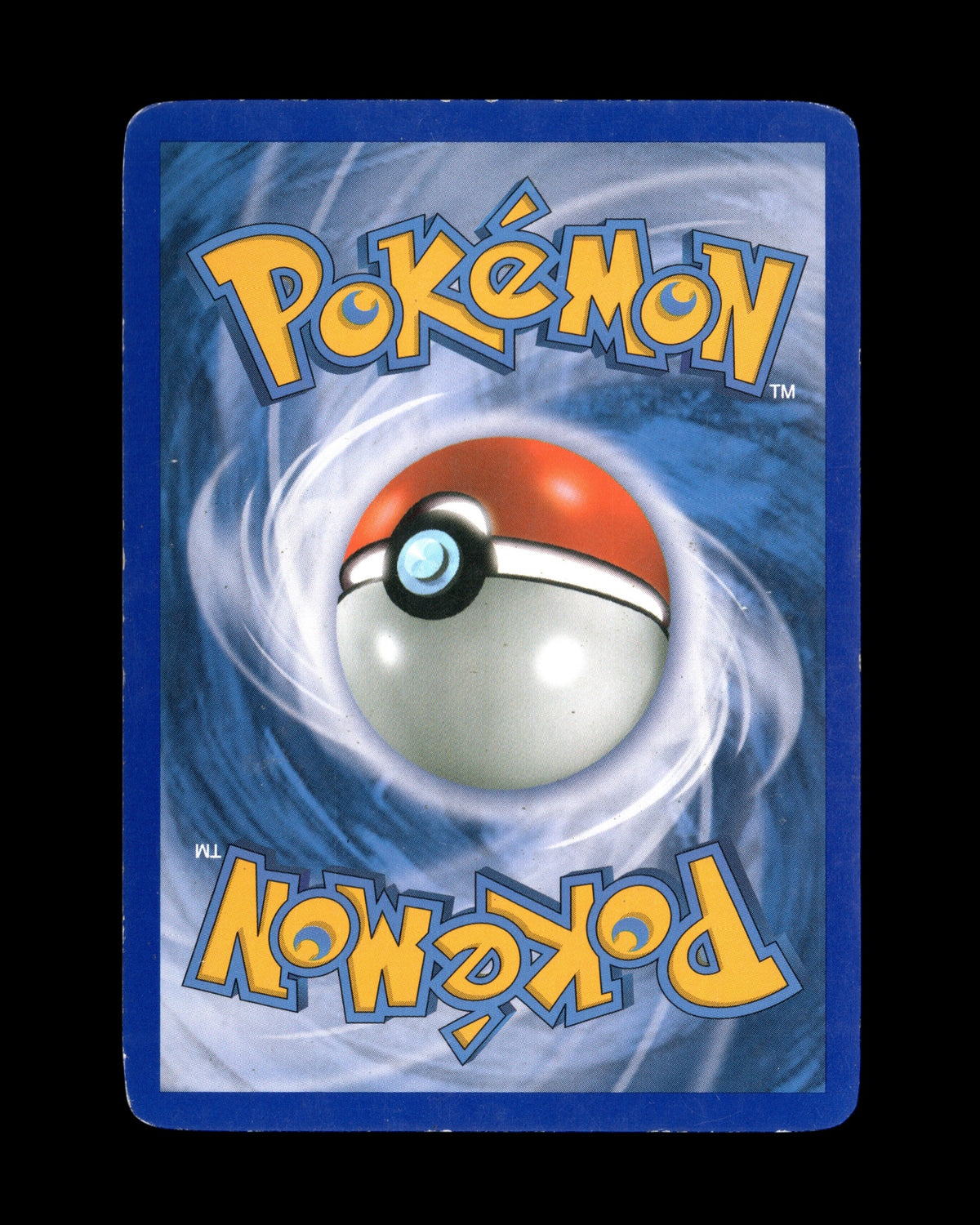 Achterkant van een originele Pokémon kaart met het klassieke blauwe logo en Pokéball design van CardVault Belgium.