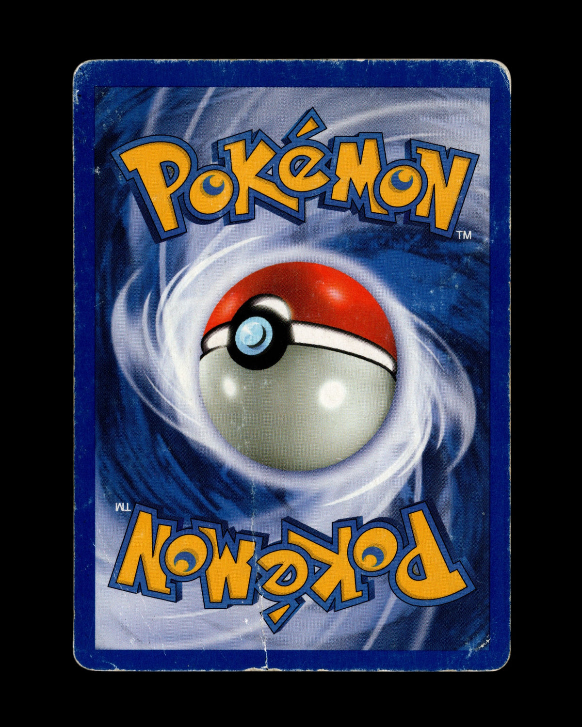 Achterkant van een vintage Pokémon Poliwrath kaart van CardVault Belgium met zichtbare slijtage aan de randen.