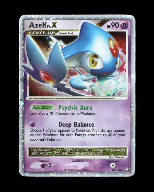 CardVault Belgium Azelf Lv.X 140-146 Pokémon kaart met glinsterende holografische afwerking en paarse achtergrond