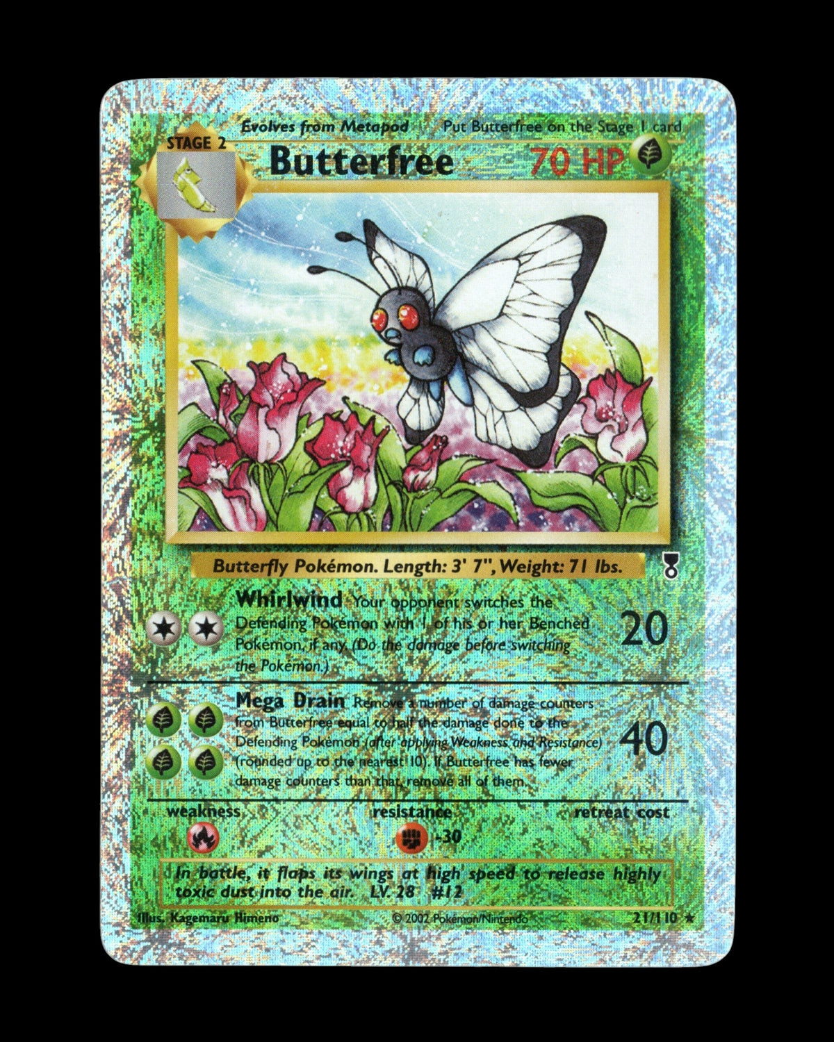 CardVault Belgium Pokémon Butterfree 21/110 Legendary Collection kaart met cracked ice reverse-holo effect