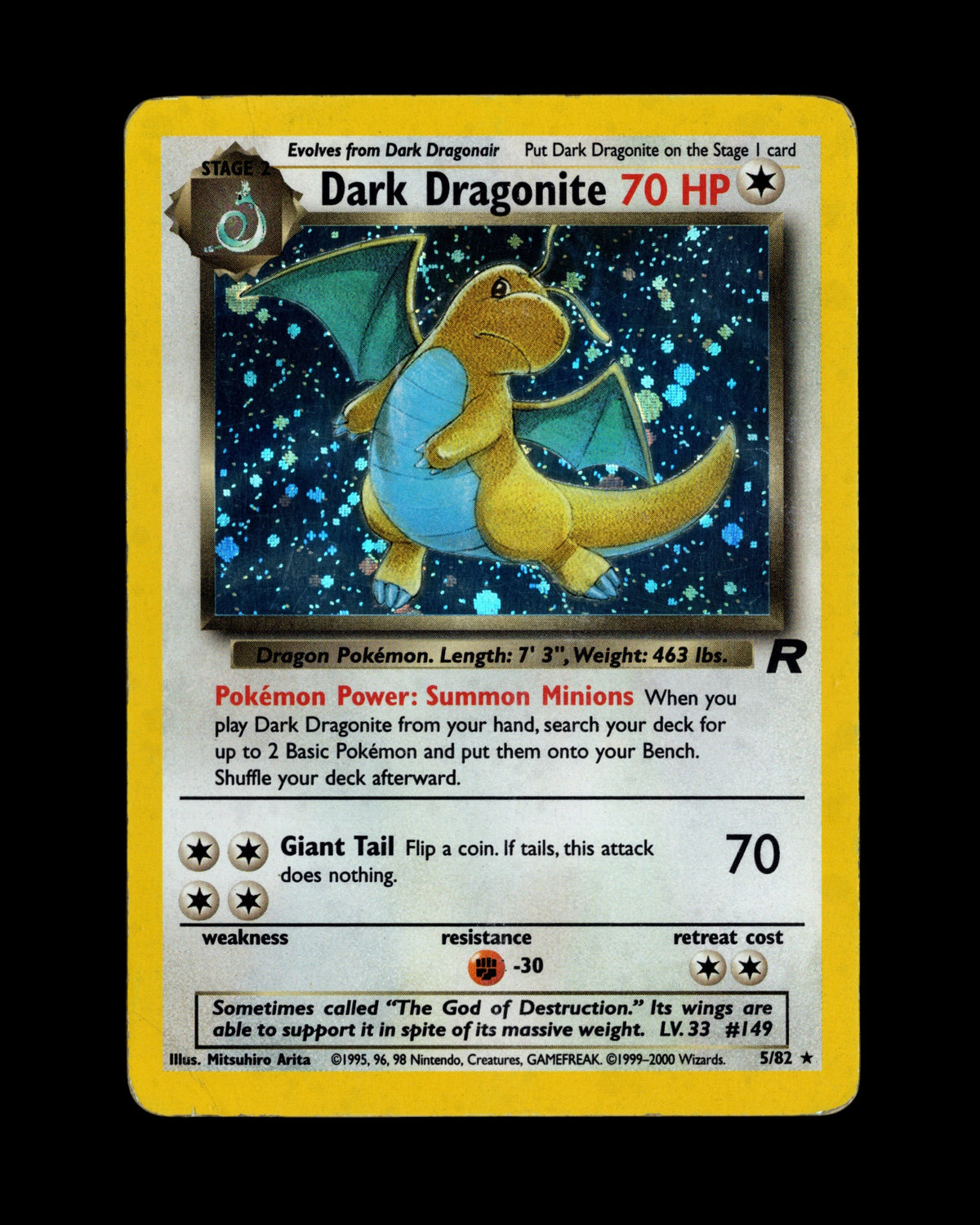 CardVault Belgium Dark Dragonite 5/82 Holo Pokémon kaart uit de Team Rocket set uit 2000 in vintage staat
