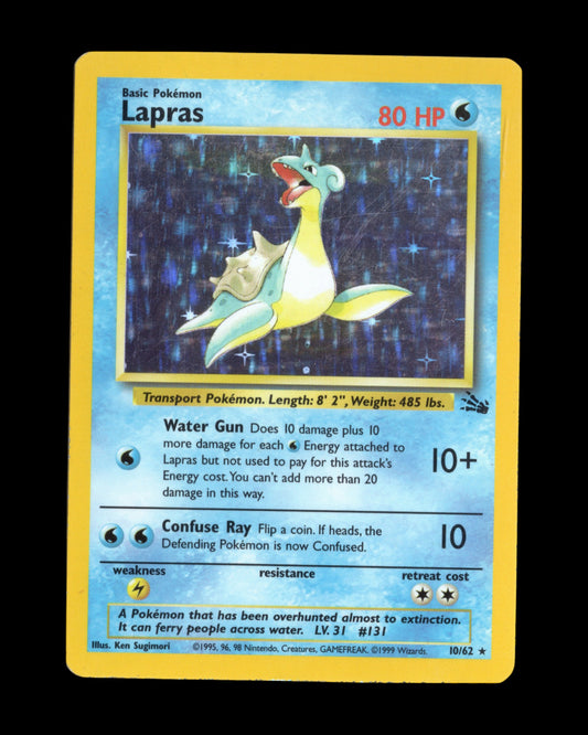 CardVault Belgium vintage Pokémon Lapras 10/62 Fossil holo kaart uit 1999 in goede staat