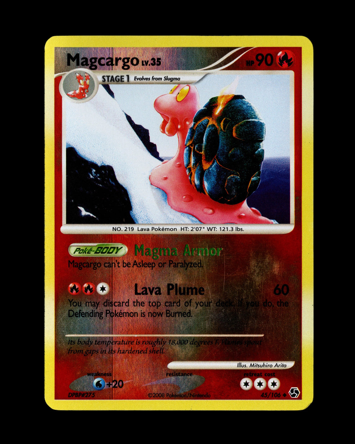 CardVault Belgium Pokémon kaart Magcargo 45/106 uit de Great Encounters set van 2008 in uitstekende staat