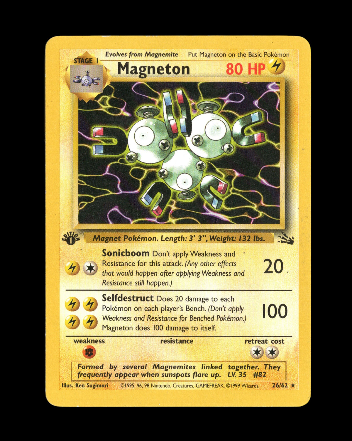 CardVault Belgium 1st Edition Fossil Magneton 26/62 Pokémon kaart uit 1999 in near mint conditie