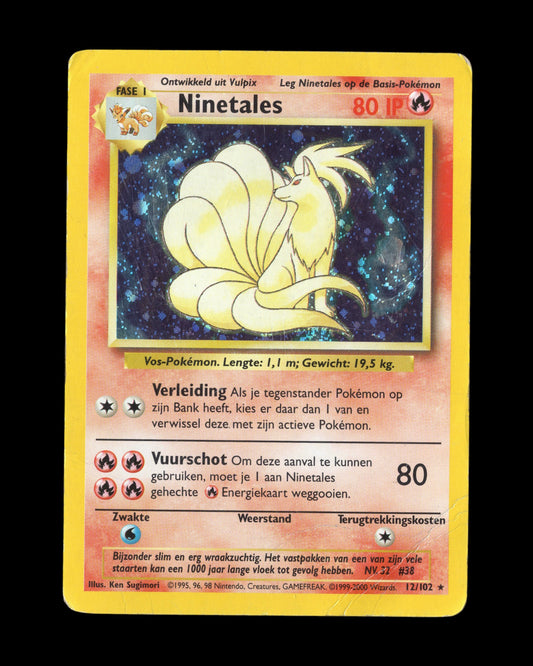 CardVault Belgium Pokémon Ninetales 12/102 Base Set 1999 Nederlandse holo kaart met lichte gebruikssporen
