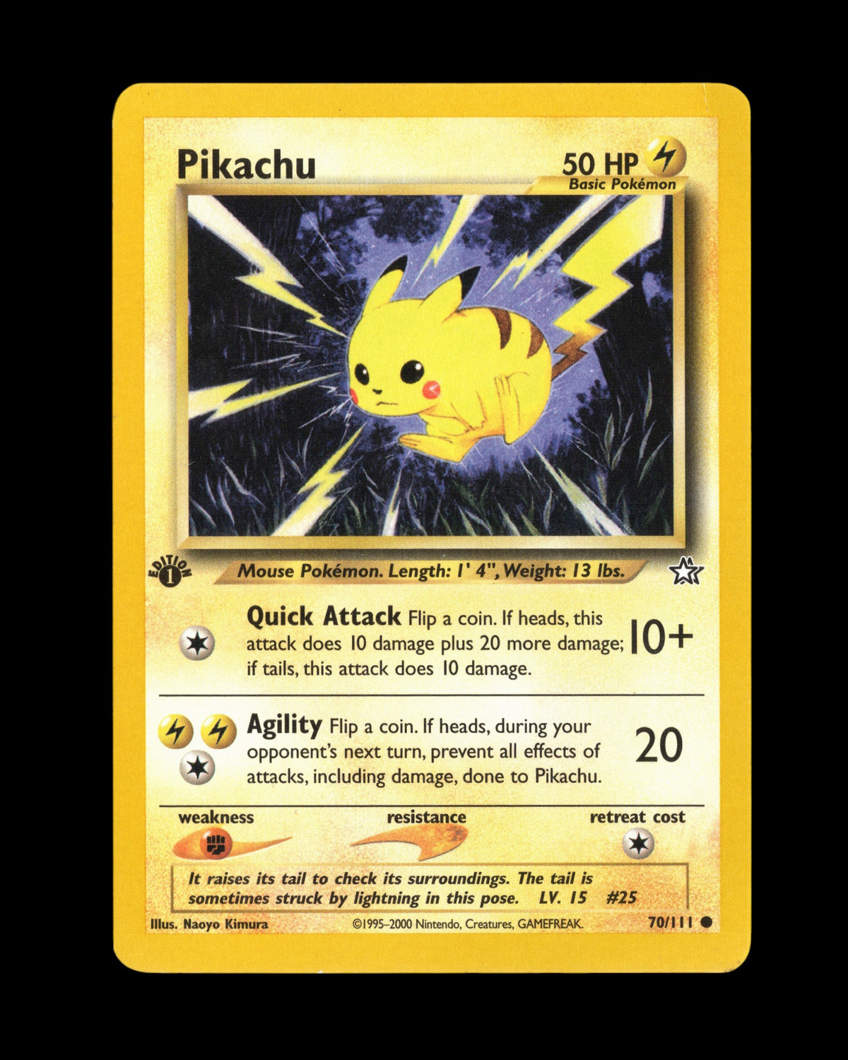 CardVault Belgium Pikachu 70/111 Neo Genesis 1st Edition Pokémon kaart met bliksem-illustratie
