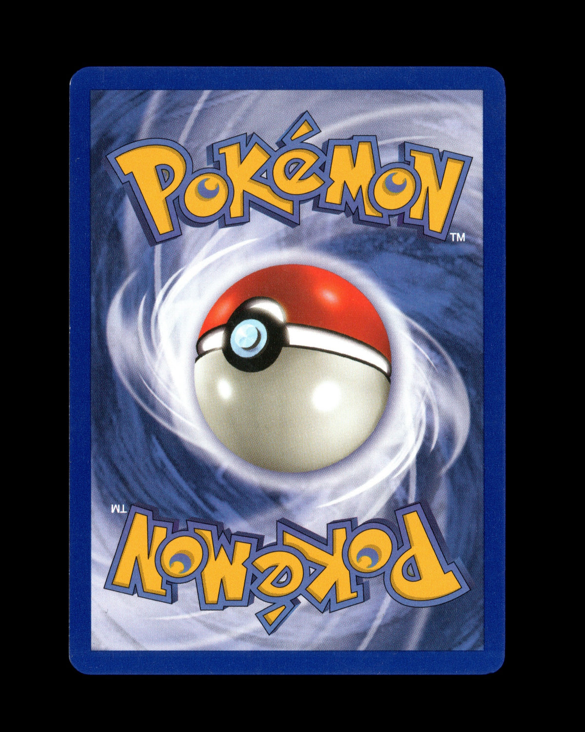 CardVault Belgium Pokémon kaart achterkant met klassiek blauw wervelend ontwerp en centraal Pokéball logo