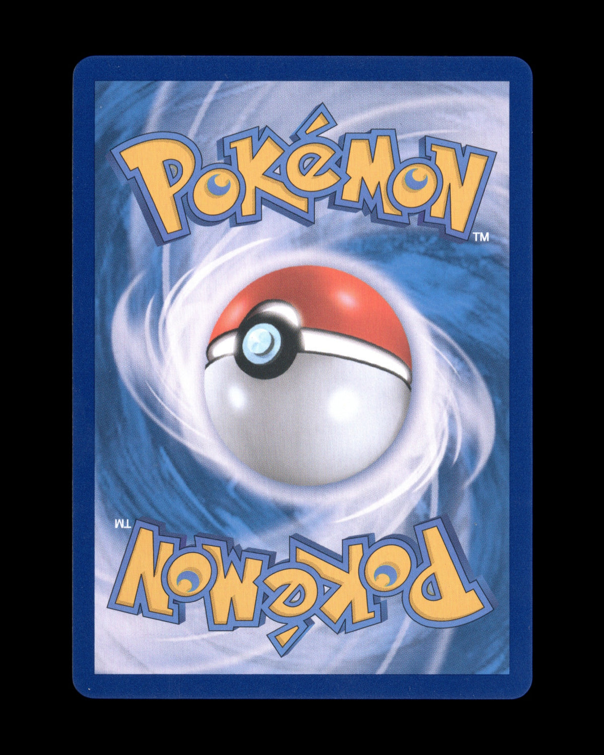 Achterkant van een CardVault Belgium Pokémon kaart met het klassieke blauwe Pokémon logo en Pokéball ontwerp.