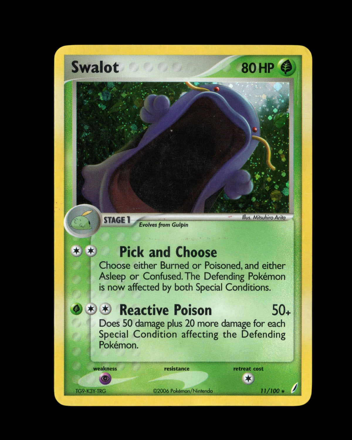CardVault Belgium Pokémon Swalot 11/100 Holo Rare kaart uit de EX Crystal Guardians set uit 2006