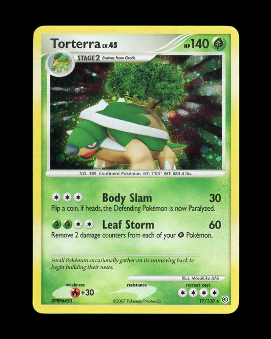CardVault Belgium Pokémon Torterra 17/130 Holo Rare kaart uit de Diamond & Pearl set uit 2007 in uitstekende staat
